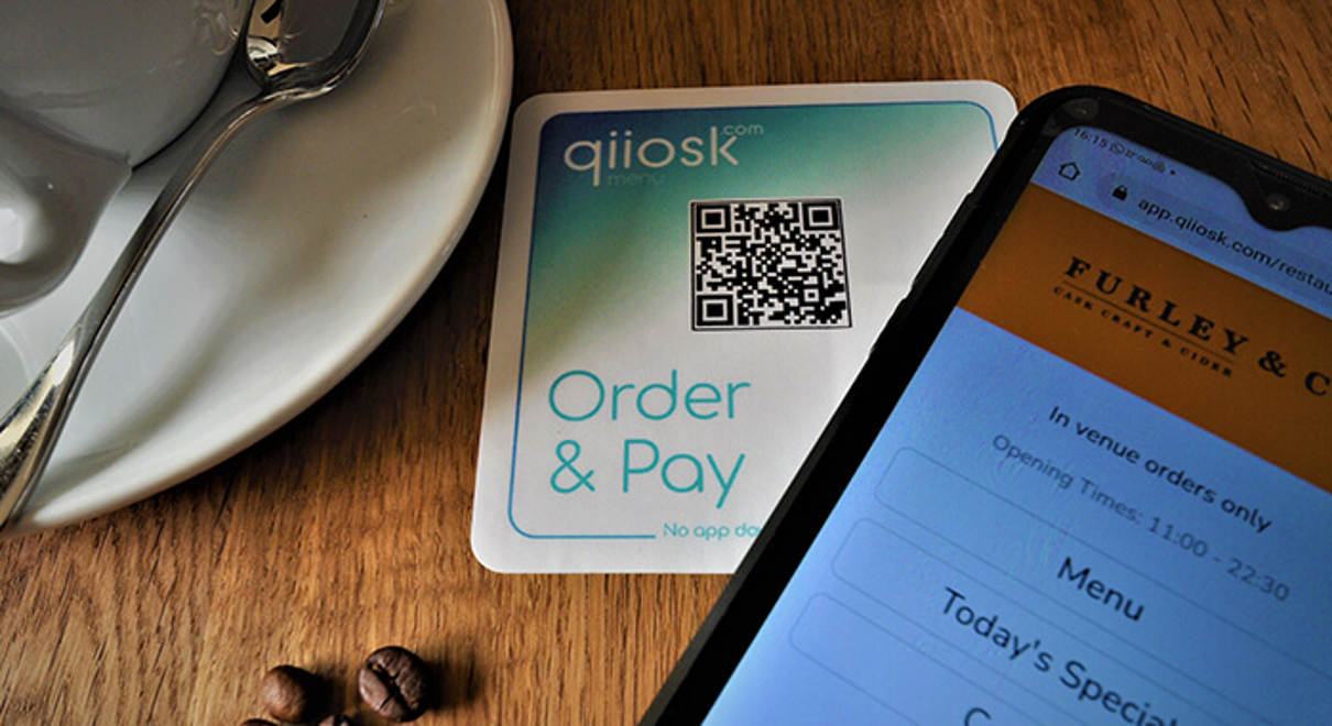 order and pay sign with a qr code