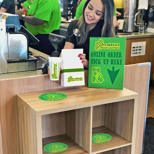 custom green decals for restaurant online pickup