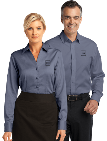 man and woman dressed professionally