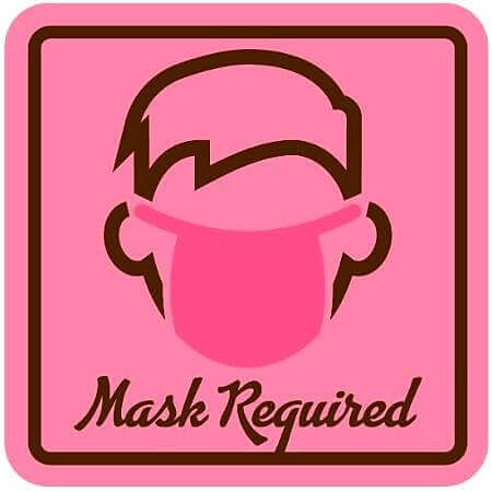 Pink branded label mask