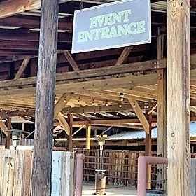 event venue entrance hanging sign
