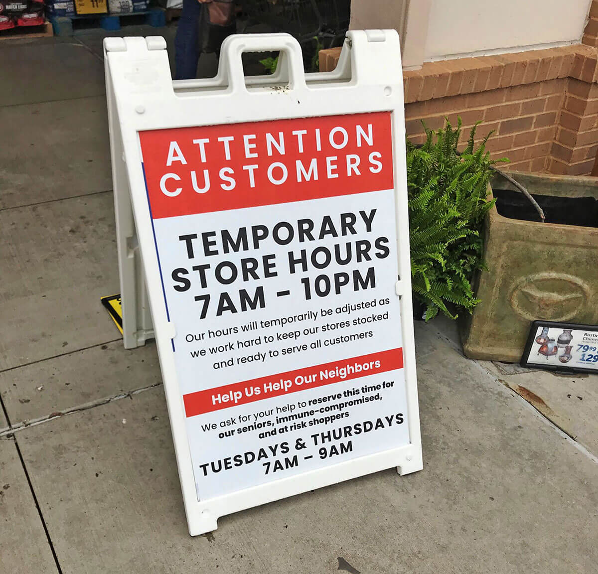 Temporary Store Hours A-Frame