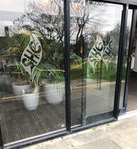 Frosted Vinyl letters Glass Panel