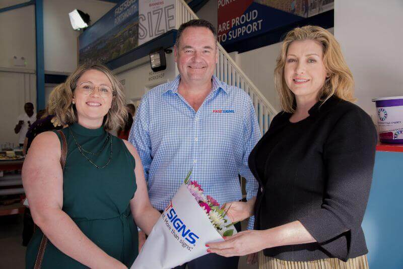 Hannah Evans-Janosi - FASTSIGNS UK Marketing Manager, Glenn Turnbull - FASTSIGNS® Portsmouth Director, and Penny Mordaunt MP