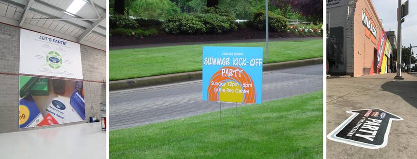 Custom signs, wall graphics and floor graphics