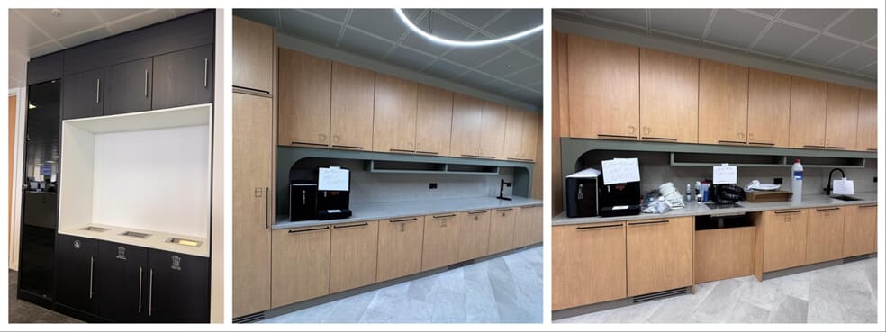 A collage of the vinyl in the breakroom areas.